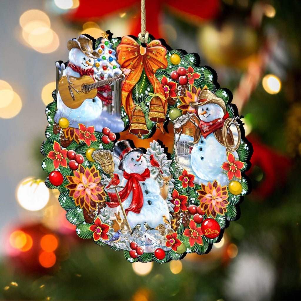 Western Snowy Wreath Wooden Ornaments by Gelsinger - Christmas Decor - 8185307-3-DG