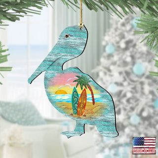 Pelican Wooden Ornaments by G. DeBrekht - Coastal Holiday Decor - 8198543