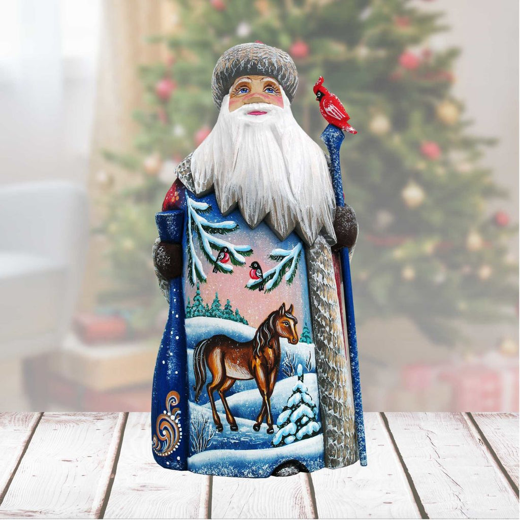 Santa Woodland Pony Hand-Painted WOODCARVED Masterpiece by G. DeBrekht - Wildlife Holiday Decor - 821591