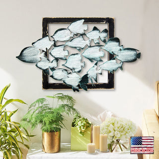 Aquatic Fish Rustic Wooden Wall Decor by G. DeBrekht - Coastal Sea-Life Decor - G98537SX