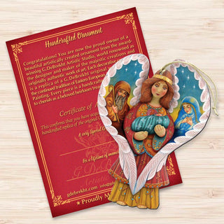 Holy Family Angel Wooden Ornaments by G. DeBrekht - Nativity Holiday Decor - 8154107