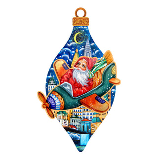 Santa On an Airplane Christmas Door Decor by G. DeBrekht - Christmas Santa Snowman Decor - 8112170H