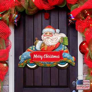 Merry Christmas Santa Door Decor by G. DeBrekht - Christmas Santa Snowman Decor - 8112045-2H