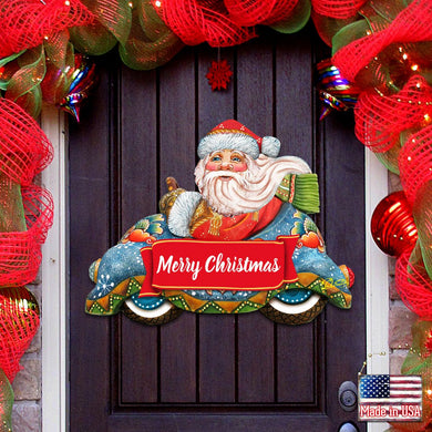 Merry Christmas Santa Door Decor by G. DeBrekht - Christmas Santa Snowman Decor - 8112045-2H
