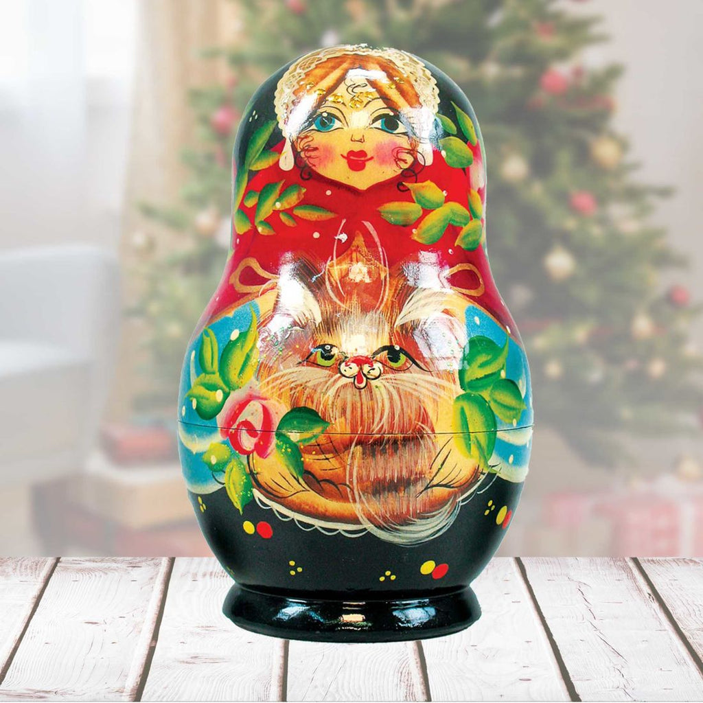 Kitty Cats Matreshka Nesting Hand-Painted Dolls Set of 5 by G. DeBrekht - Pets Dog and Cats Decor - 120059