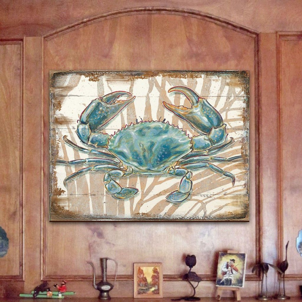 Tangerang Crab Wooden Coastal Wall Art by Nature Wonders - Coastal Sea-Life Decor - 95224-2B