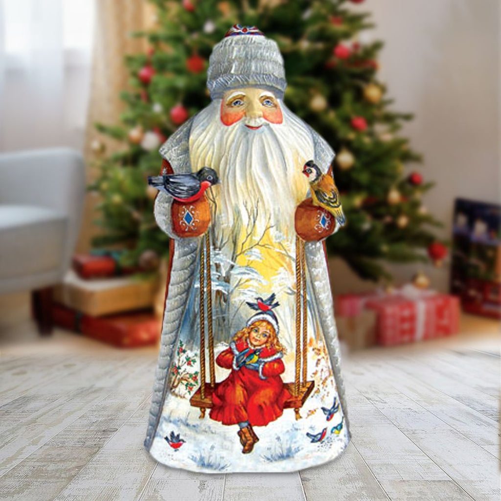 Morning Greetings Santa Hand-Painted WOODCARVED Figurine by G.DeBrekht - Christmas Decor - 243010 *** PRE-ORDER - Handmade Just for You! ***