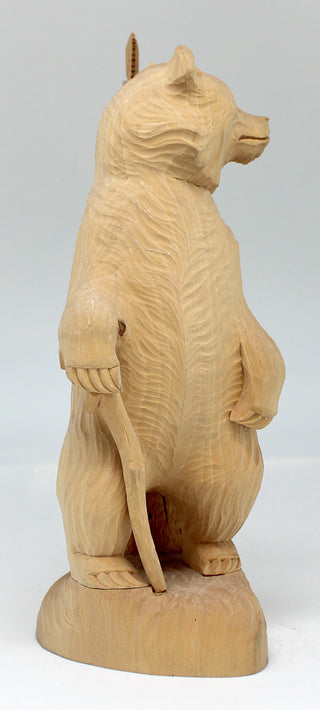 One-of-a-Kind Bear and a Tree Wood Carved Figurine 9.5