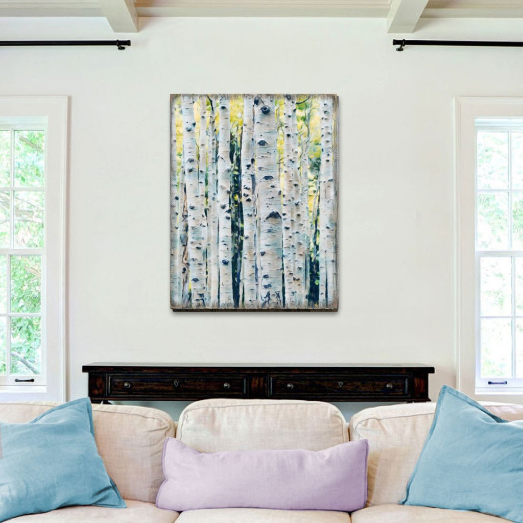 Birch Grove Art Wooden Wall Art by Nature Wonders - Nature Wildlife Decor - 95390B