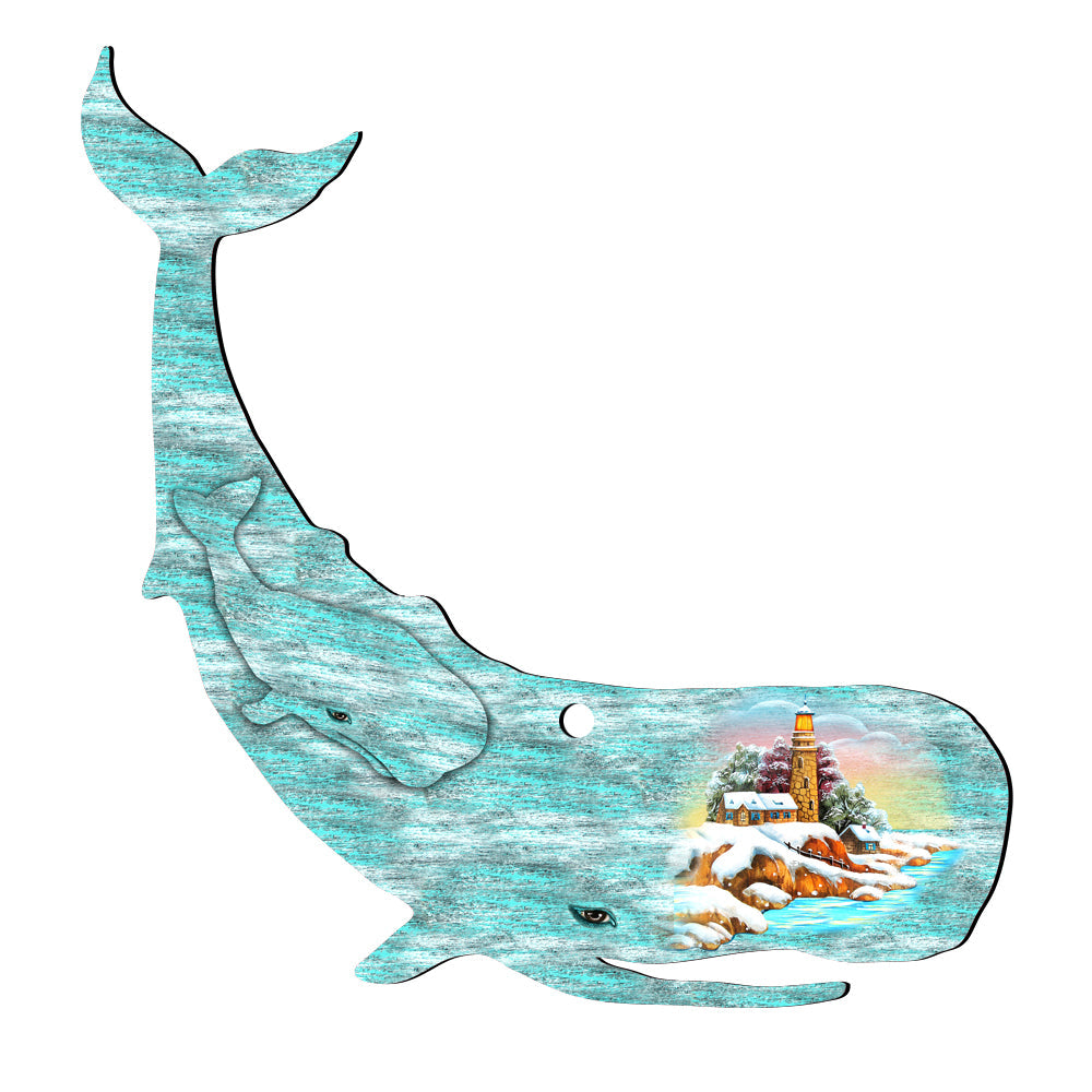 Whale Family Decorative Door Decor by G. DeBrekht - Coastal Holiday Decor - 8198516H