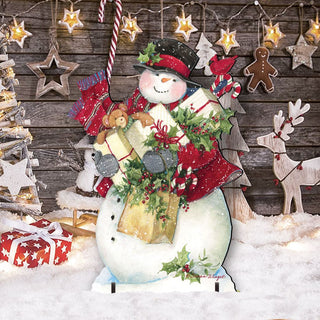Dark Night Presents Christmas Outdoor Yard Sign by Susan Winget - Christmas Santa and Snowman Decor - 8471104F-SW