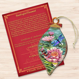 Dragonflies and Water Lilies Wooden Ornaments by Gelsinger - Wildlife Holiday Decor - 8041165-DG