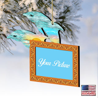 Twin Dolphins Coastal Picture Frame Ornaments - Ornament for Photo - Coastal Holiday Decor - 8198519PF