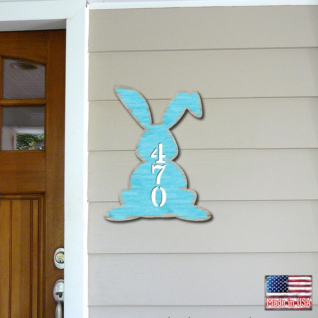 Bunny Easter Vertical Personalized House Number Sign - Easter Spring Decor - Handcrafted Wooden Address Sign - MA981343