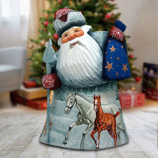 Horse Play Village Santa Hand-Painted WOODCARVED Masterpiece by G. DeBrekht - Wildlife Holiday Decor - 821481 *** PRE-ORDER - Handmade Just for You! ***