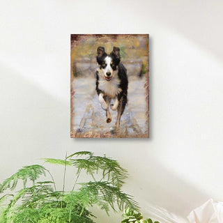 Alick Running Dog Art Wooden Wall Art by Nature Wonders - Pets Dog and Cats Decor - 95342B