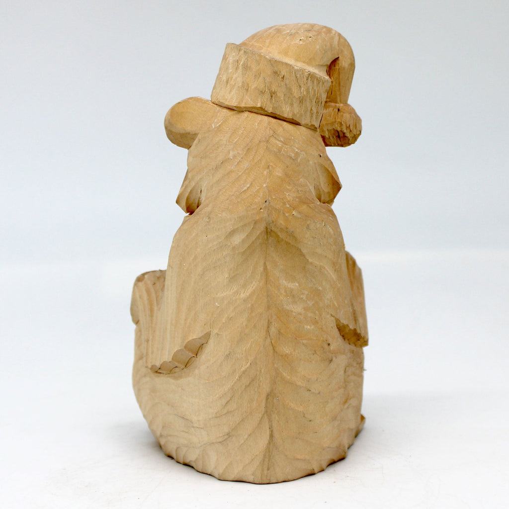 One-of-a-Kind The Bear with Hat Wood Carved Figurine 5.5