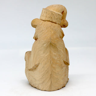One-of-a-Kind The Bear with Hat Wood Carved Figurine 5.5