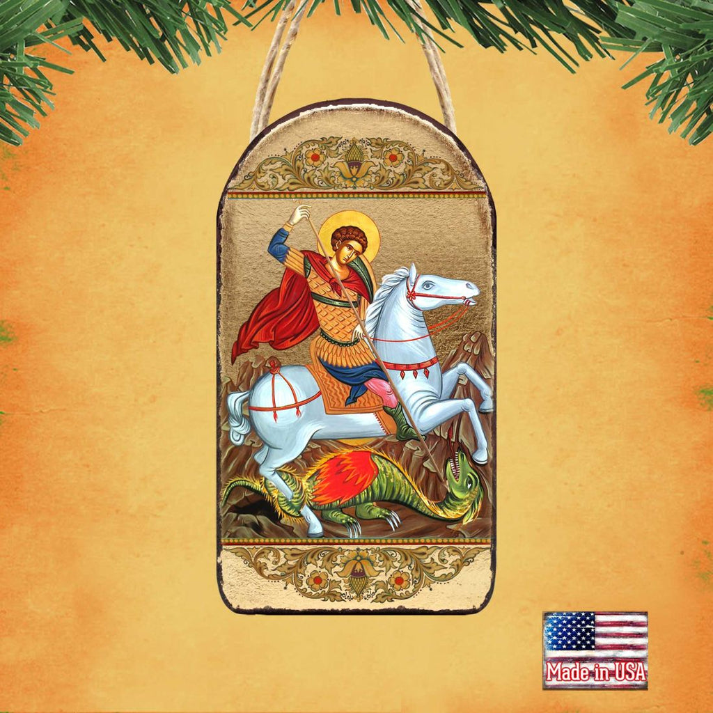 Saint George Religious Orthodox Sacred Icon Ornament - Inspirational Icon Decor - 87013
