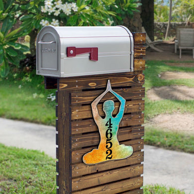 Yoga Lotus Wooden Custom House Number Sign by G. DeBrekht - Love Family Kids Decor - Handcrafted Wooden Handcrafted Wooden Handcrafted Wooden Handcrafted Wooden Address Sign - MA984352