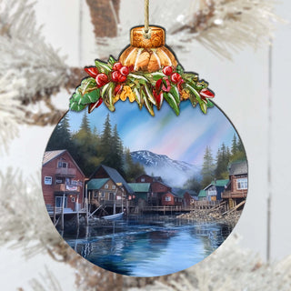 Arctic Mountain Homes Wooden Ornaments by G.Debrekht - Wildlife Holiday Decor - 870014