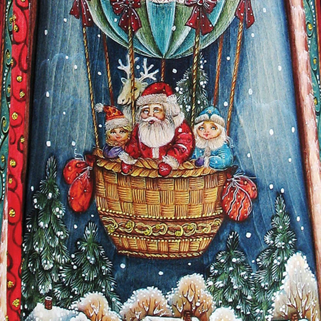 Balloon Ride Santa Hand-Painted WOODCARVED Masterpiece by G. DeBrekht - Christmas Decor - 241140