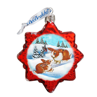 Santa Rabbits Mercury Glass Ornament by G. DeBrekht - Wildlife Holiday Decor - 771019