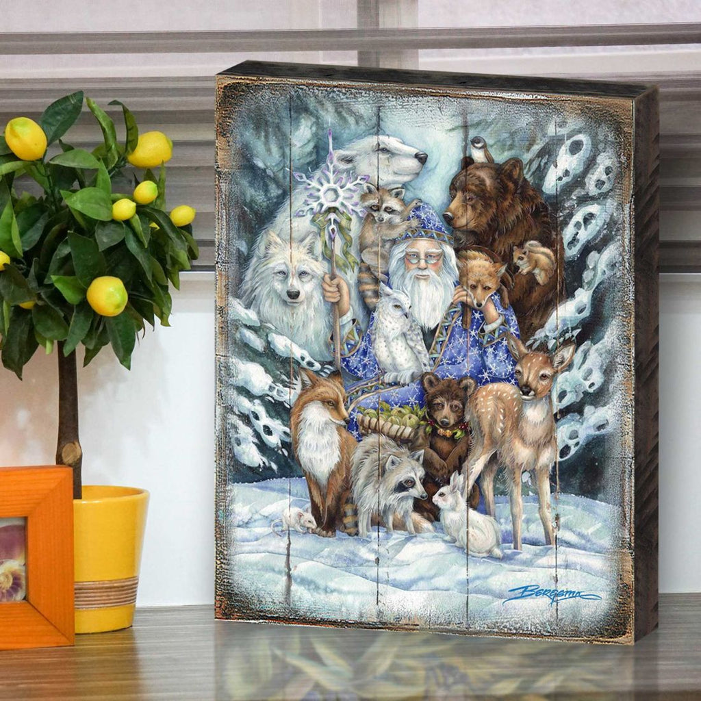 Gather in Peace Father Winter Animals Wooden Wall Art by J. Bergsma - Nature Wildlife Decor - 8592968BP-JB
