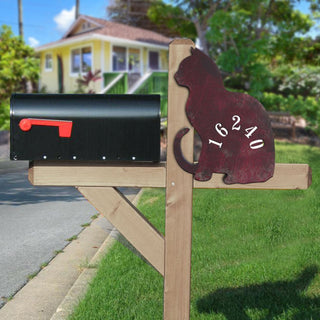 Cat Wooden Custom House Number Sign - Pets Dog and Cats Decor - Handcrafted Wooden Address Sign - MA98111