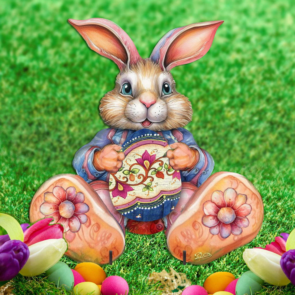 Easter Bunny Boy with Egg Easter Yard Sign by G. DeBrekht - Easter Spring Decor - 8652767F