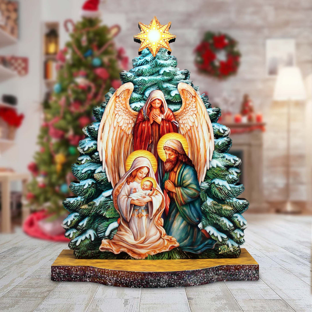 Graceful Angel Nativity Limited Edition Wooden Figurine by G. Debrekht - Centerpiece for Holiday Decor - 89306