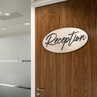 Reception sign, Front desk sign, Business sign, Made in the USA sign, Made from wood - 320333