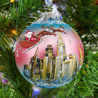 Up-Up and Away Ball Glass Ornament by G. DeBrekht - Christmas Santa Snowman Decor - 73318