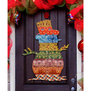 Country Quilted Snowman Door Decor by G. DeBrekht - Christmas Santa Snowman Decor - 8198801-2H