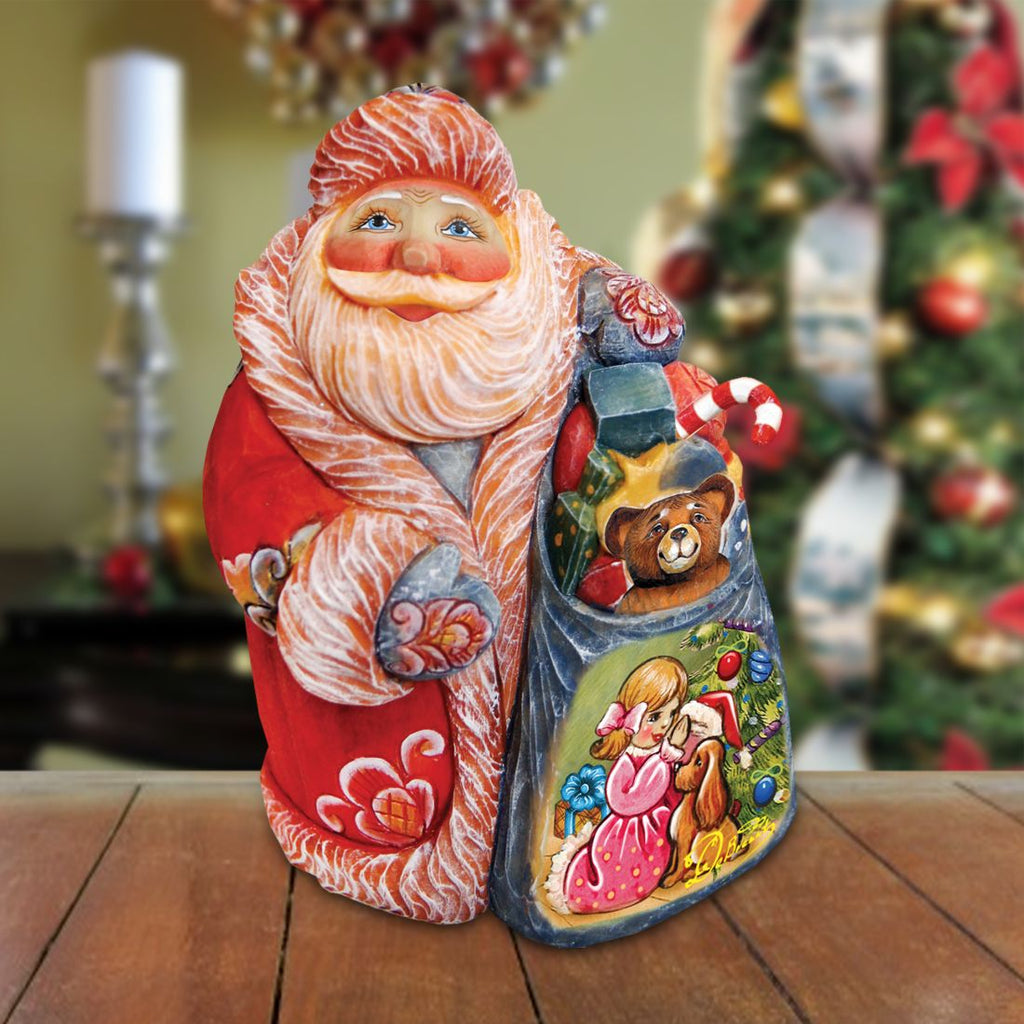 Secret Surprise Santa box Handcrafted Christmas Figurine - G. DeBrekht - Christmas Santa Snowman Decor - 517911