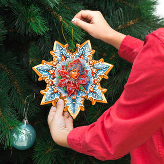 Snow Maiden Snowflake Large Wooden Ornaments by G. Debrekht - Christmas Decor - 8688401M