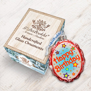 Happy Birthday Mercury Glass Ornament by G. DeBrekht - Love Family Kids Decor - 770004-2