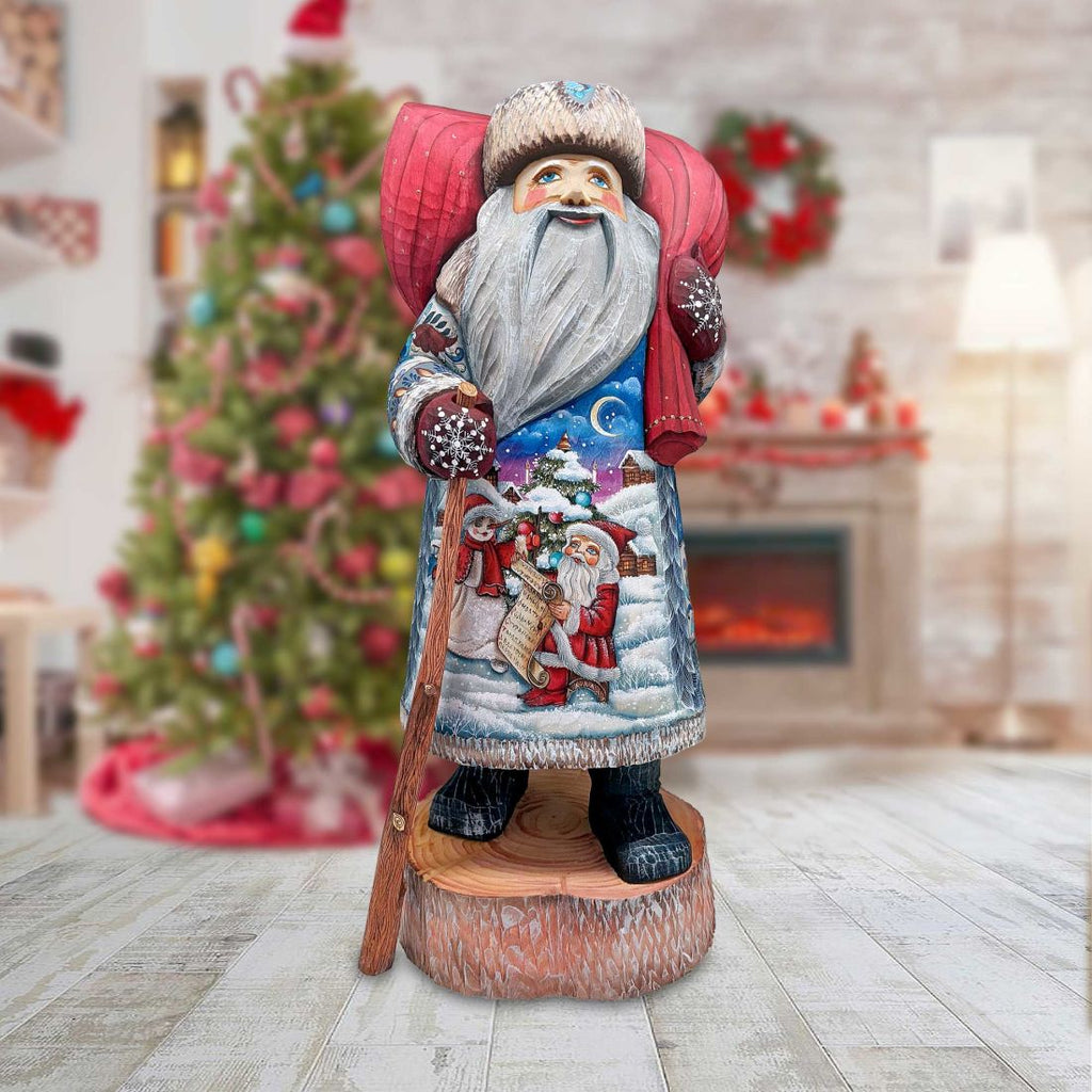 Making a List Checking It Twice Santa Hand-Painted WOODCARVED Figurine by G. DeBrekht - Christmas Decor - 241143-5
