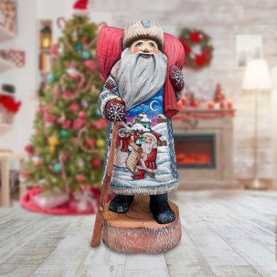 Making a List Checking It Twice Santa Hand-Painted WOODCARVED Figurine by G. DeBrekht - Christmas Decor - 241143-5