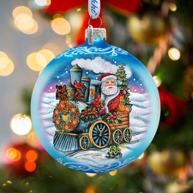 Santa Express Glass Ornament Limited Edition by G. DeBrekht - Christmas Santa Snowman Decor - 73901
