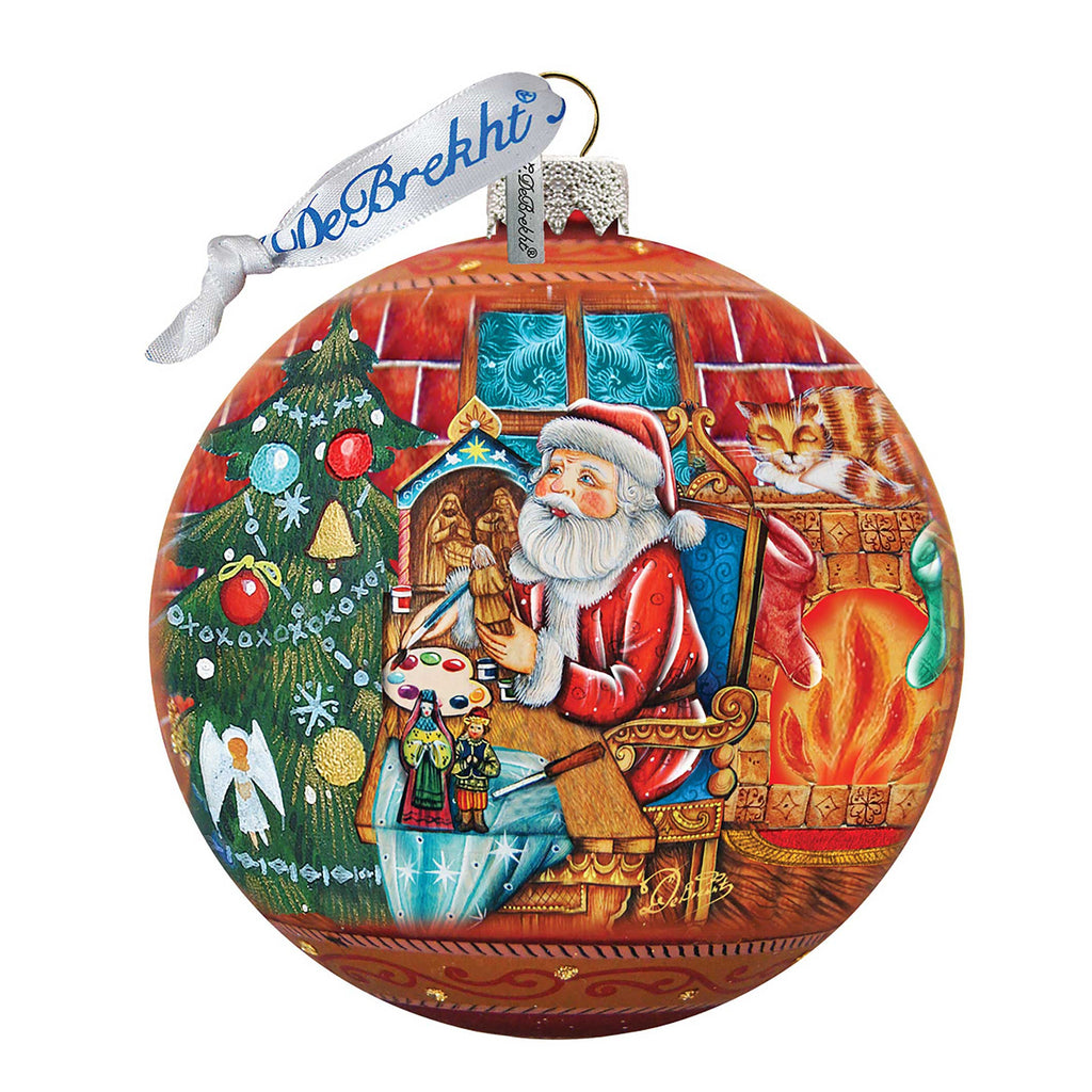 Nativity Workshop Ball Glass Ornament by G. DeBrekht - Christmas Santa Snowman Decor - 73614