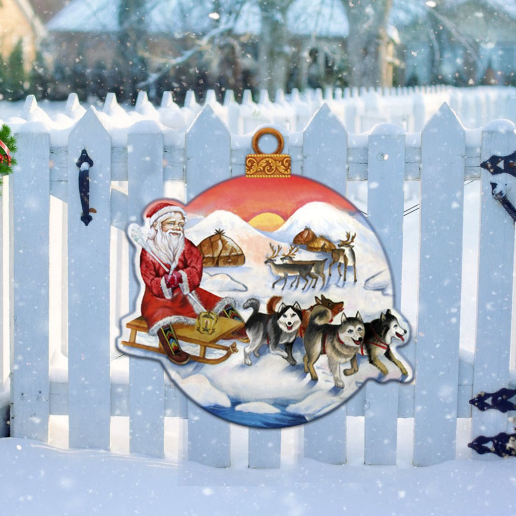 Northern Light Santa Christmas Door Decor by G. DeBrekht - Christmas Santa Snowman Decor - 8117419H