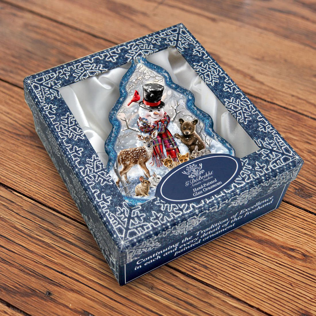 Forest Friends Tree Glass Ornament by D. Gelsinger - Christmas Santa Snowman Decor - 762-109-DG