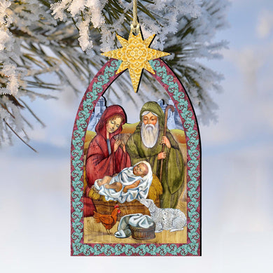 Nativity Manger Star Wooden Ornaments by G. DeBrekht - Nativity Holiday Decor - 8121301