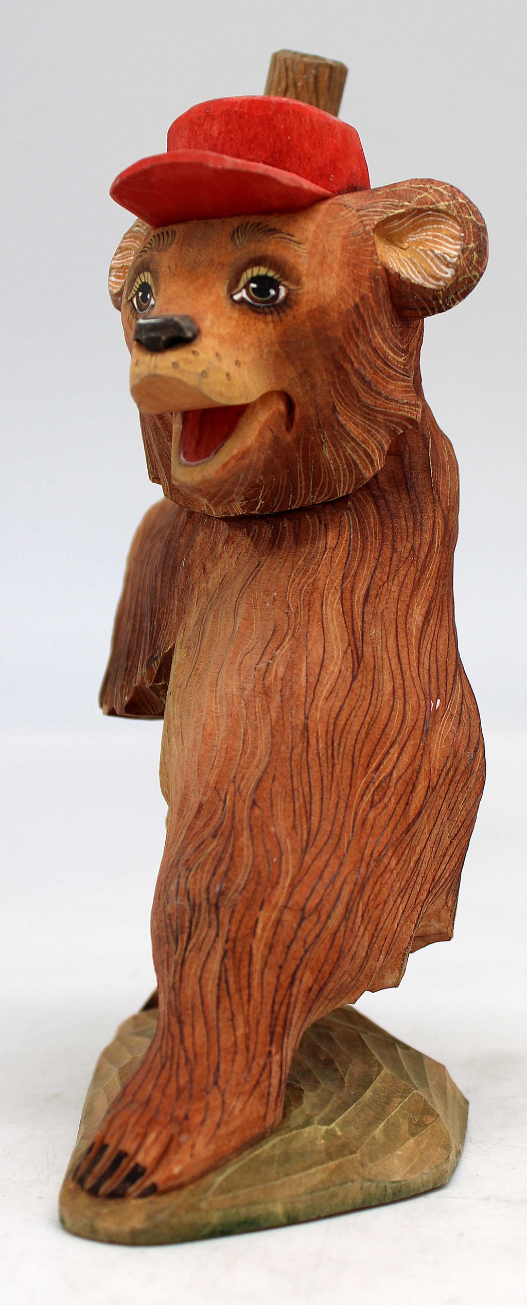 One-of-a-Kind Bear WOODCARVED Handpainted Figurine 4 X 2.5 X 7