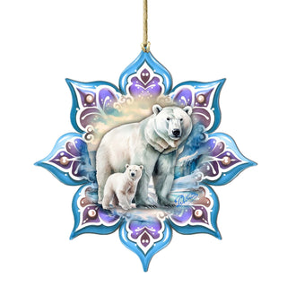 Polar Bear Snowflake Wooden Ornaments by G. Debrekht - Nature Wildlife Decor - 8688408