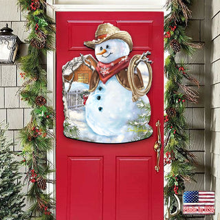 Cowboy Snowman Christmas Door Decor by D. Gelsinger - Christmas Santa Snowman Decor - 8121115H-1541
