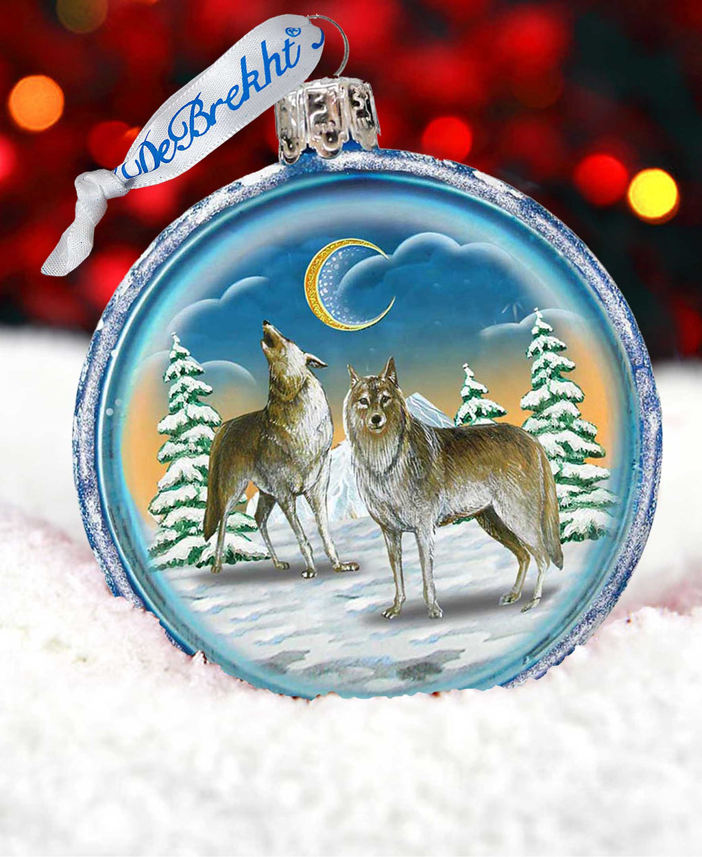 Wolves Glass Ornament by G. DeBrekht - Christmas Santa Snowman Decor - 759-011