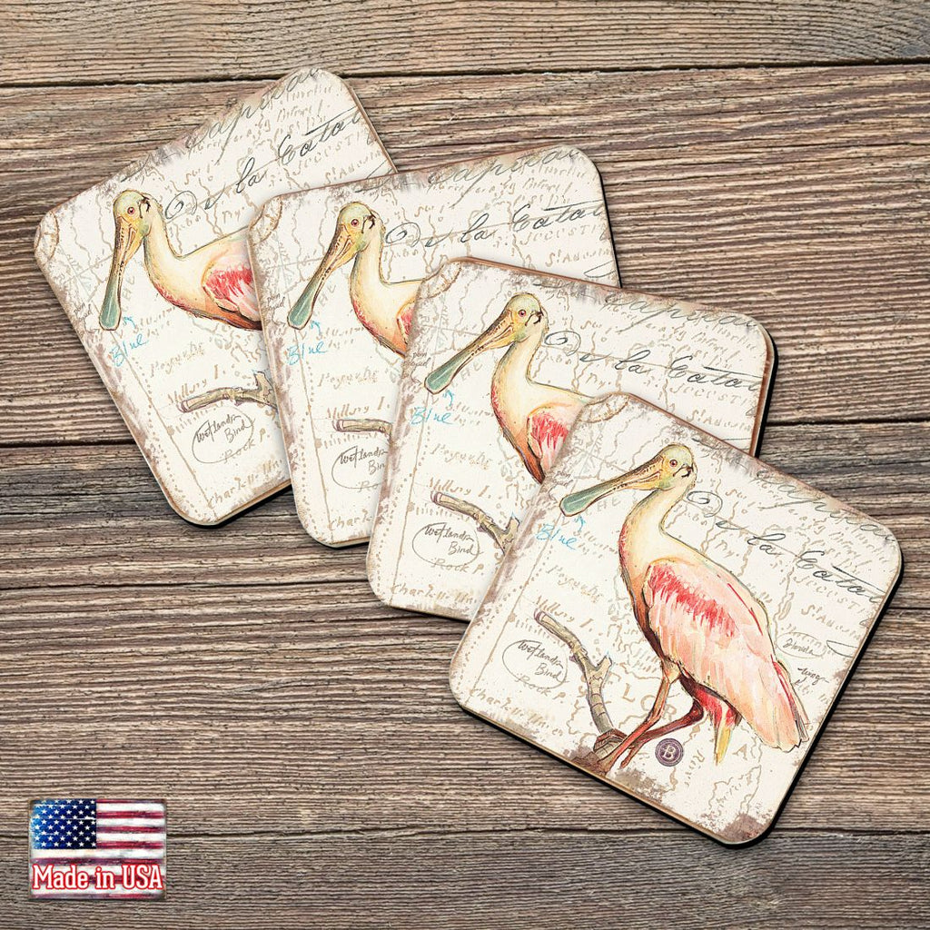 Bird Wooden Cork Coasters Gift Set of 4 by Nature Wonders - Nature Wildlife Decor - 8198624C-S4