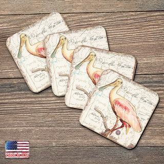 Bird Wooden Cork Coasters Gift Set of 4 by Nature Wonders - Nature Wildlife Decor - 8198624C-S4